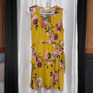Floral Yellow Sleeveless Dress